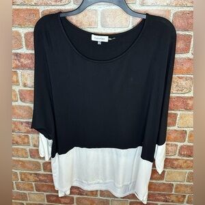 Calvin Klein Women Black White Colorblock Dolman
